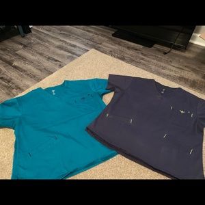 Two Med couture scrub tops
